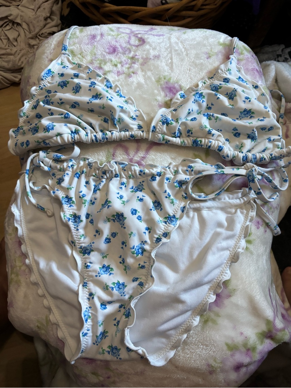 wild fable White Bikini Set with Blue Floral Print